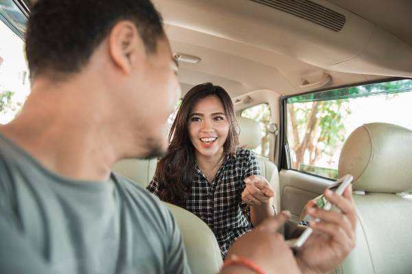 male uber driver askes women passenger how she is doing